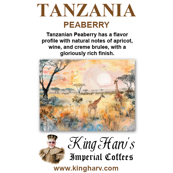 Tanzania Peaberry Coffee 1 lb - Free Shipping